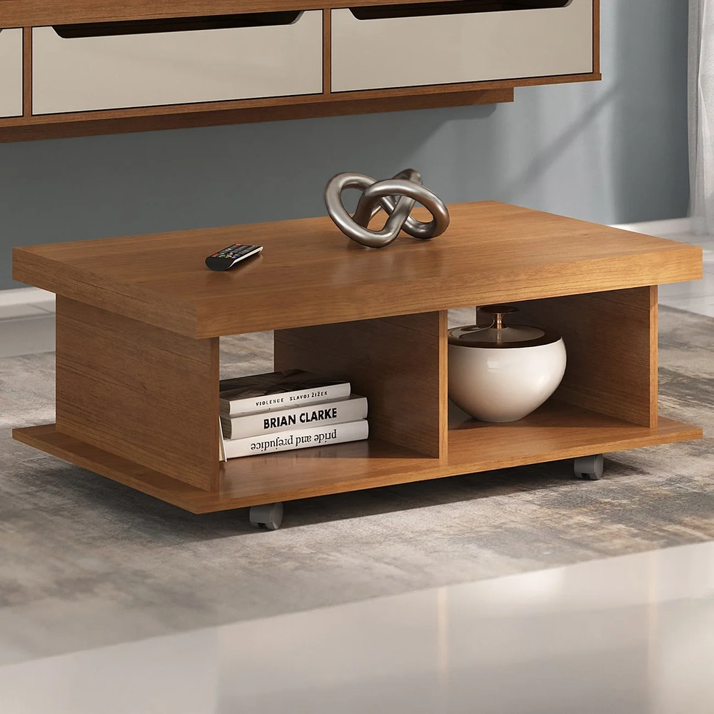 Mesa de Centro 90cm Para Sala Tamburato 50mm Kael Cinamomo A09 - Mpozenato