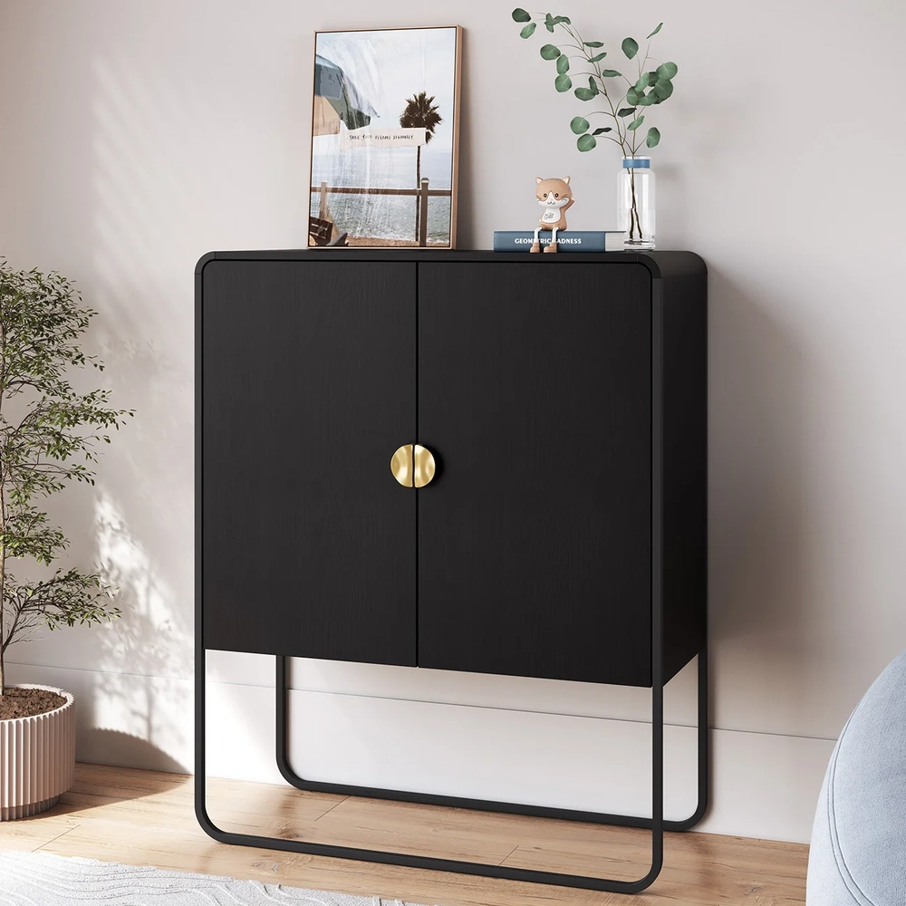 Balcão de Cozinha 90cm com 2 Portas Mario Nero/Preto A10    - Mpozenato