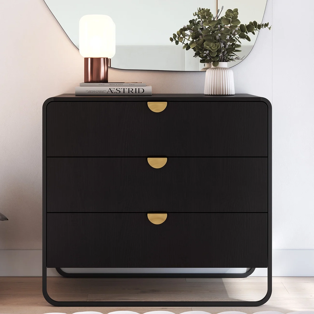 Cômoda Quarto Solteiro 90cm 3 Gavetas Mario Nero/Preto A10  - Mpozenato