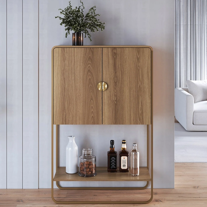 Balcão Aparador Bar 90cm com 2 Portas Mario Hanover/Dourado A10 - Mpozenato