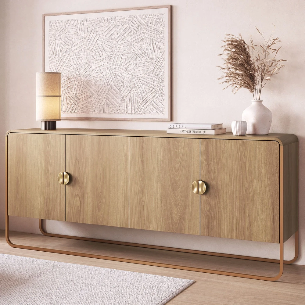 Buffet Aparador Sala 180cm 4 Portas Mario Hanover/Dourado A10 - Mpozenato