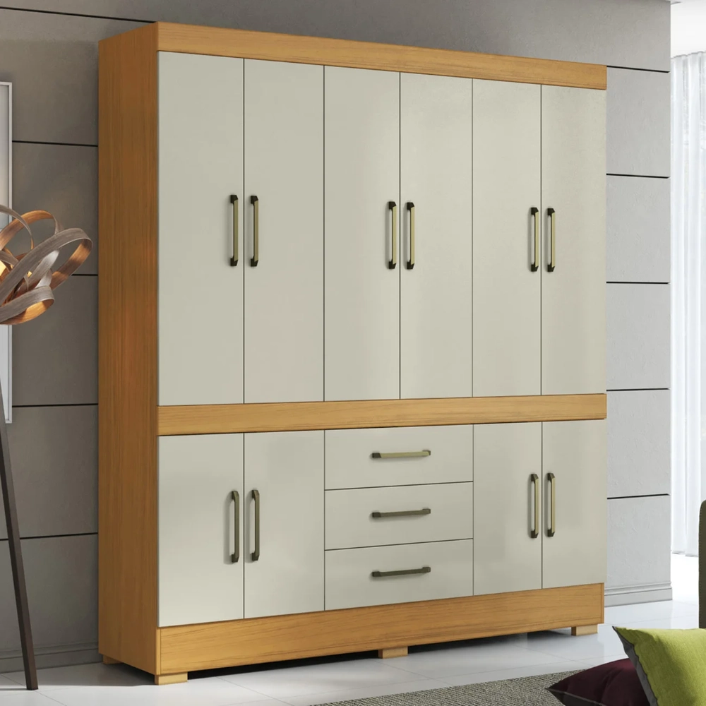 Guarda Roupa Casal 180cm 10 Portas Deno Cinamomo/Areia A15 - Mpozenato 