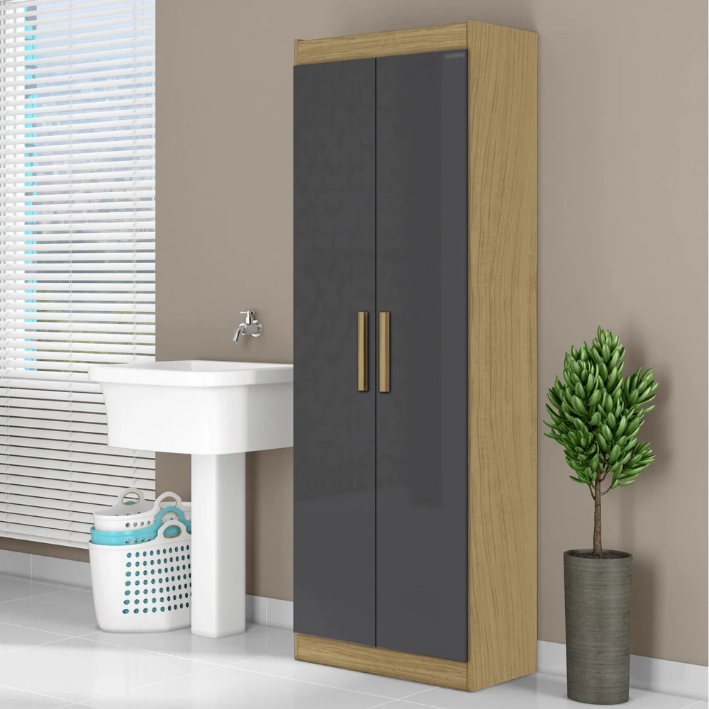 Armário Multiuso Lavanderia 60cm Lorandel Atacama/Grafite A15 - Mpozenato 