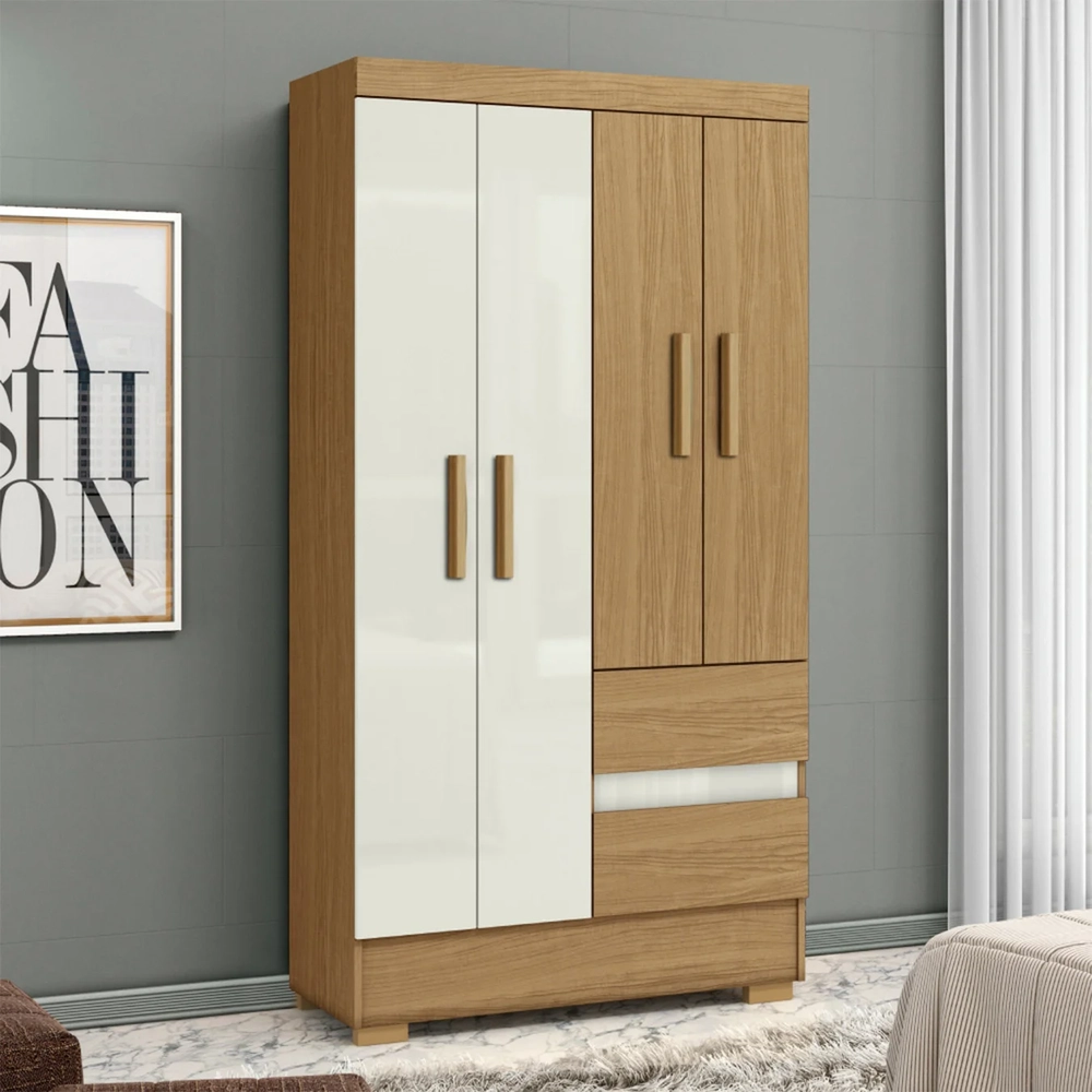 Guarda Roupa Solteiro 100cm 4 Portas Raely Atacama/Off A15 - Mpozenato 