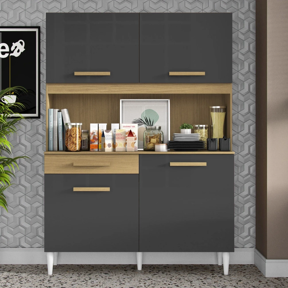 Armário de Cozinha Compacta 121cm Lyan Atacama/Grafite A15 - Mpozenato