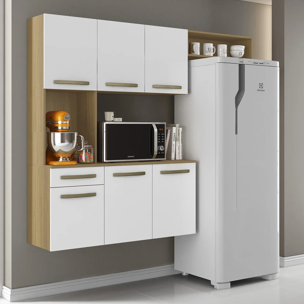 Armário de Cozinha Compacta 160cm Lora Atacama/Branco A15 - Mpozenato 