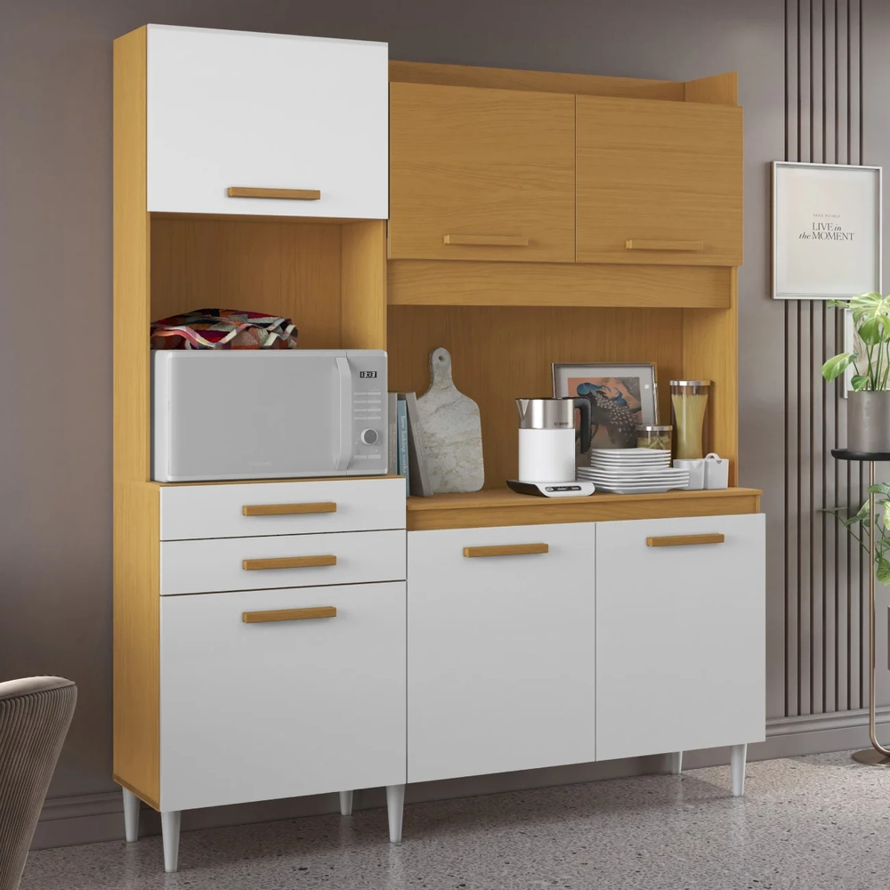 Armário de Cozinha Compacta 182cm Noir Cinamomo/Branco A15 - Mpozenato