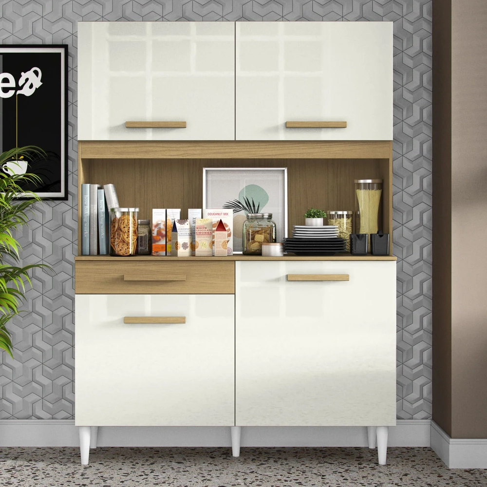 Armário de Cozinha Compacta 121cm Lyan Atacama/Off A15   - Mpozenato