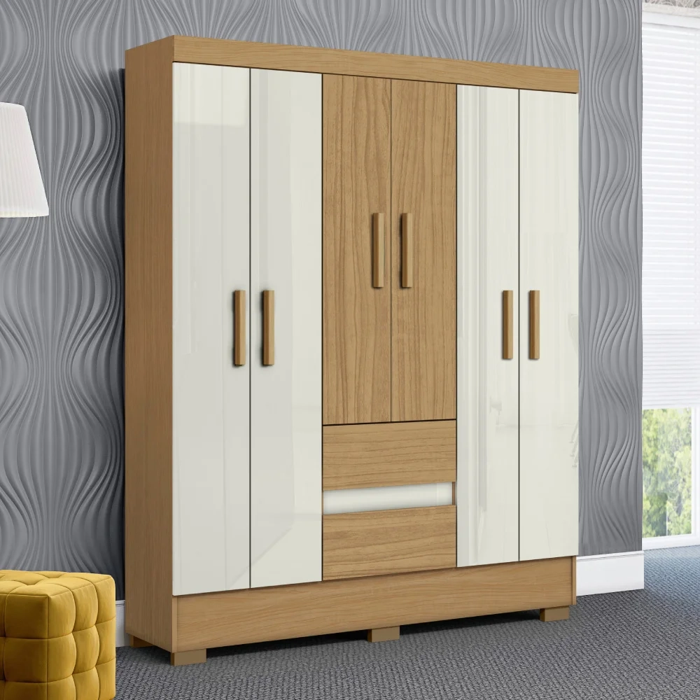 Guarda Roupa Casal 150cm 6 Portas Raely Atacama/Off A15 - Mpozenato 