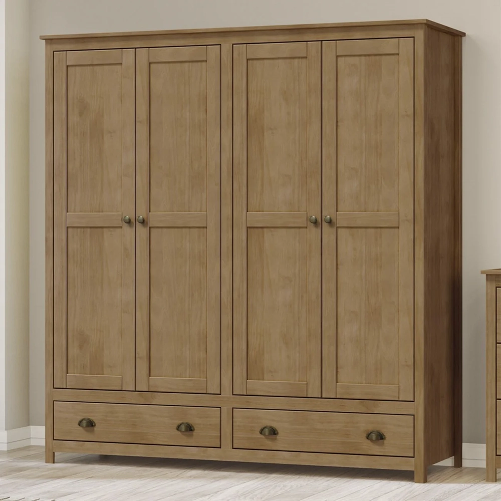 Guarda Roupa Casal 176cm 4 Portas 2 Gavetas Lázio Freijó F07 - Mpozenato