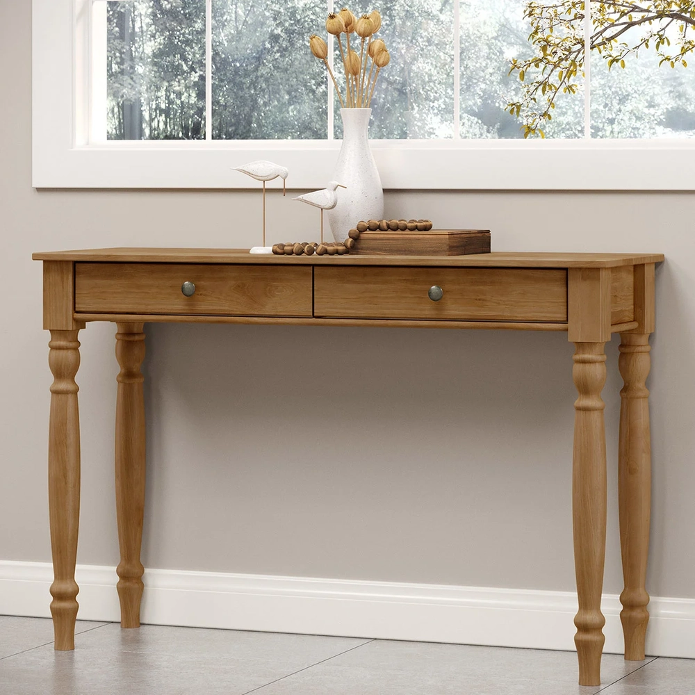 Aparador de Sala 120cm 2 Gavetas Pé Madeira Rubia Freijó F07 - Mpozenato