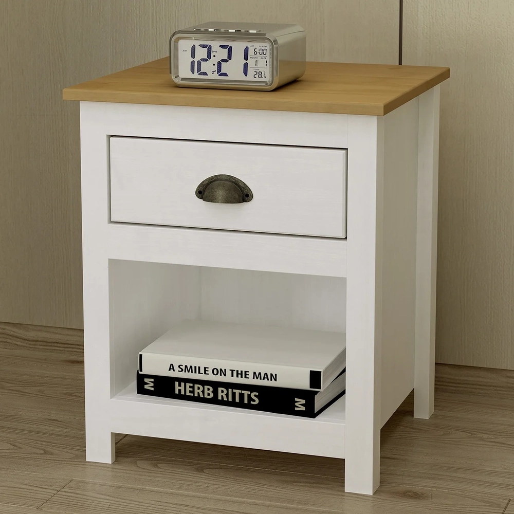 Mesa de Cabeceira Para Quarto 1 Gaveta Lázio Branco/Freijó F07 - Mpozenato