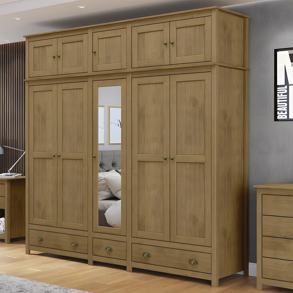 Guarda Roupa Casal 221cm 10 Portas 3 Gavetas Lázio Freijó F07 - Mpozenato