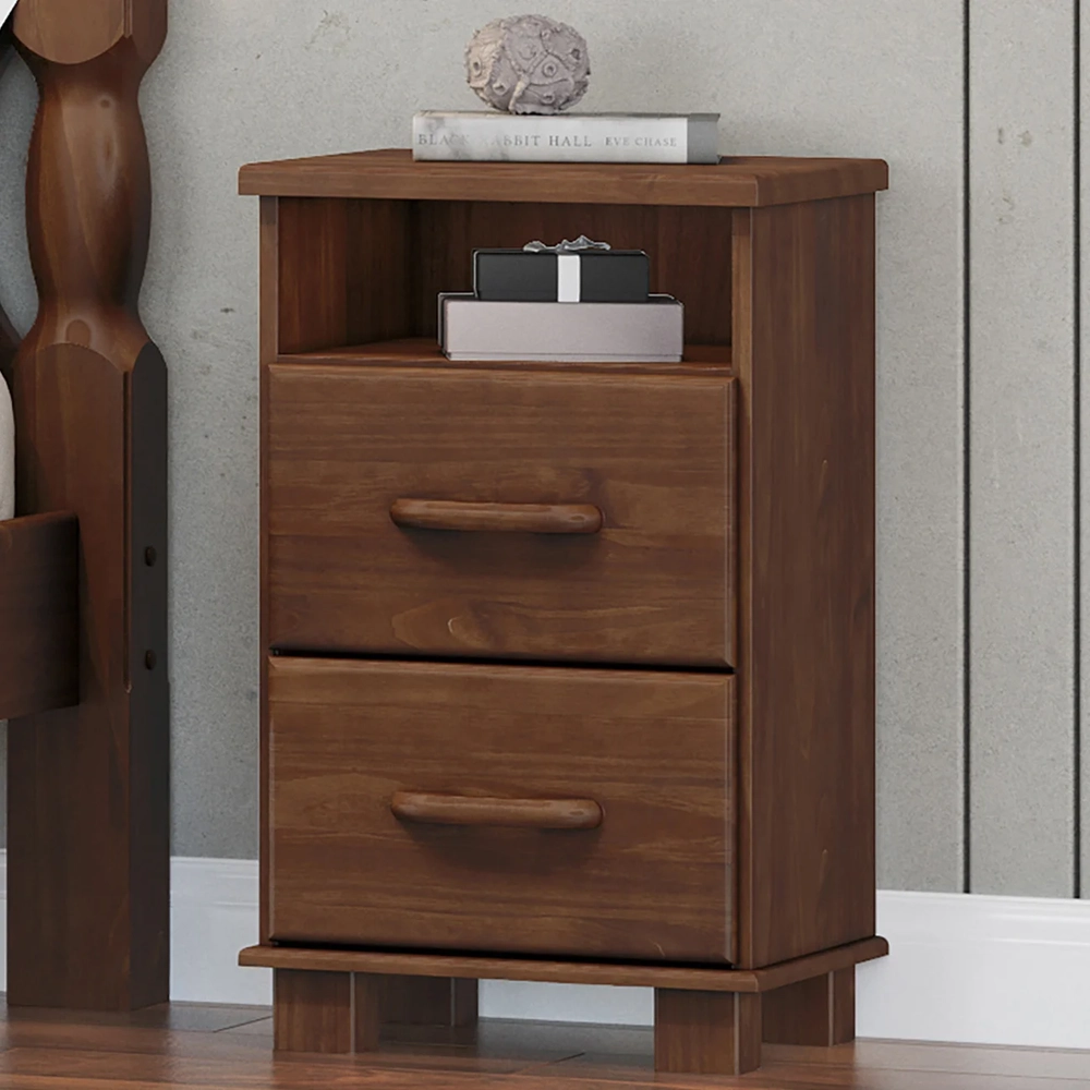 Mesa Cabeceira 44cm Para Quarto 2 Gavetas Eduarda Café F07  - Mpozenato