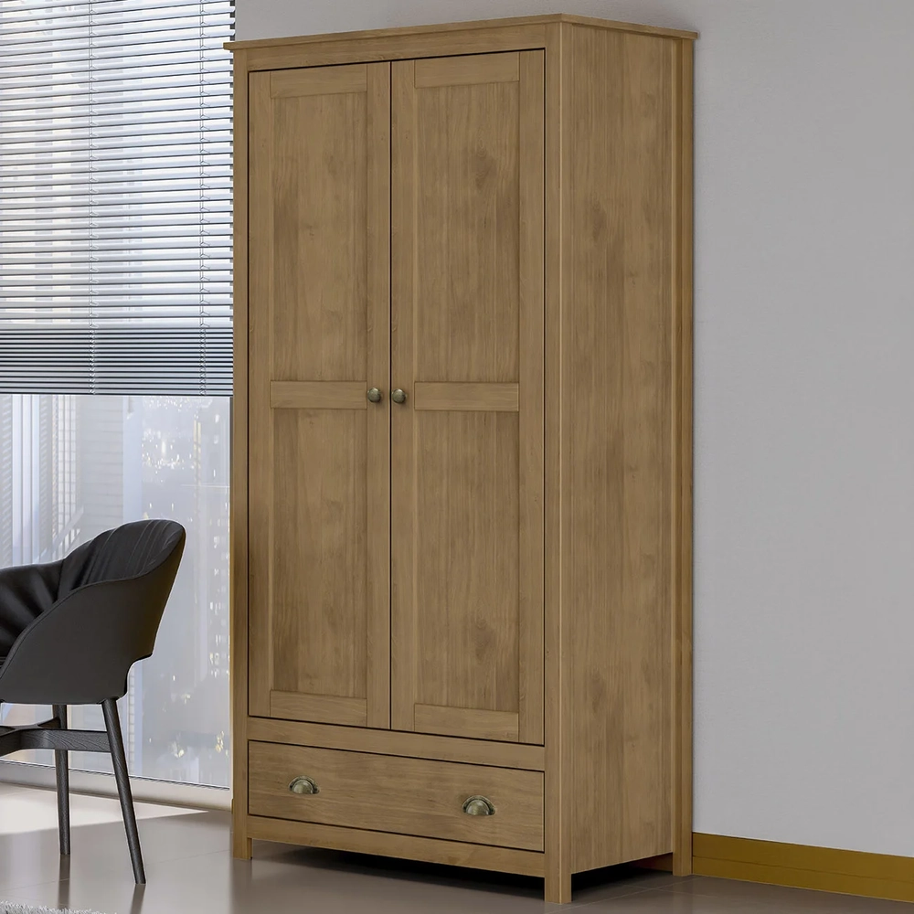Guarda Roupa Solteiro 91cm 2 Portas 1 Gaveta Lázio Freijó F07 - Mpozenato