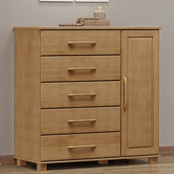 Cômoda Para Quarto 125cm 1 Porta 4 Gavetas Eduarda Freijó F07 - Mpozenato