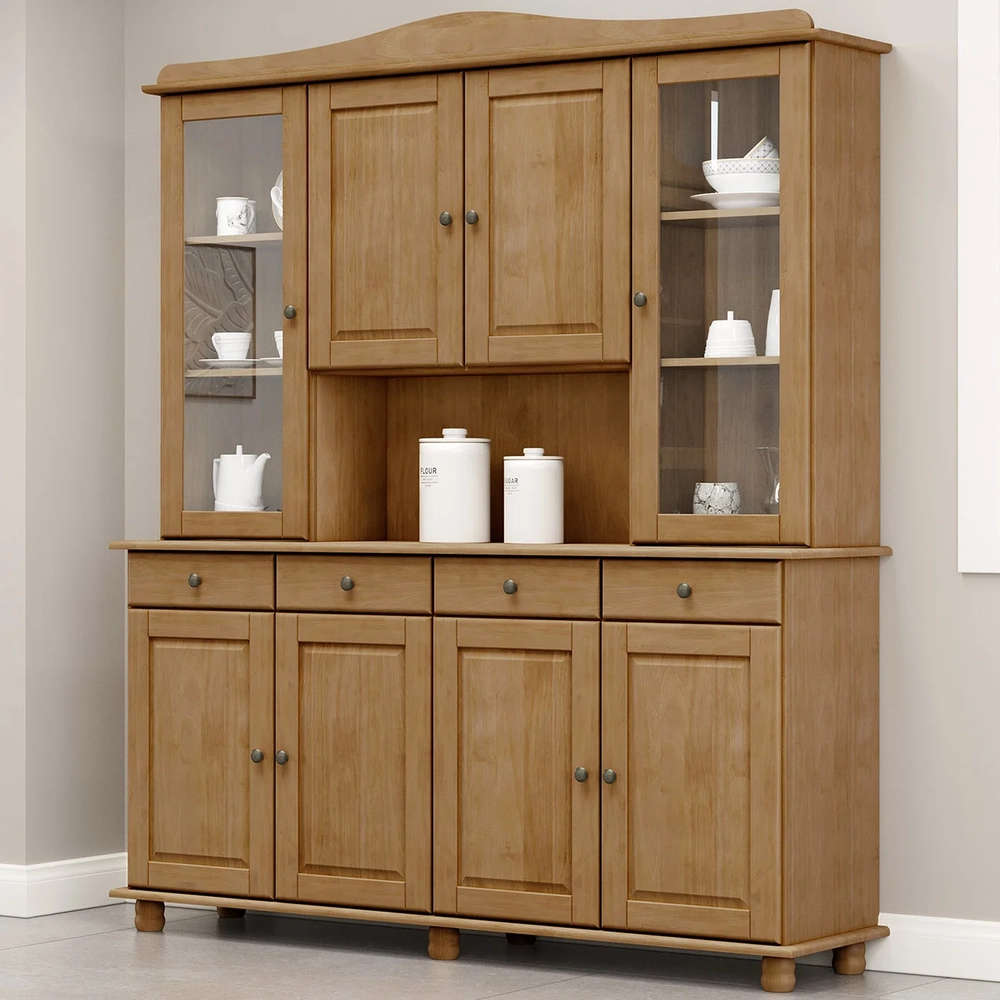 Cristaleira Portas Vidro 169cm Pé Madeira Rubia Freijó F07 - Mpozenato