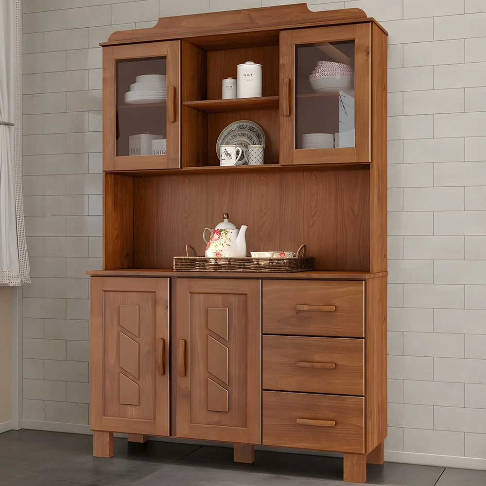 Armário de Cozinha Cristaleira 123cm 4 Portas Giana Castanho F07 - Mpozenato