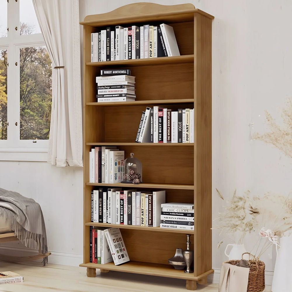 Estante Livreiro 85cm Com Prateleiras Pé Madeira Rubia Freijó F07 - Mpozenato