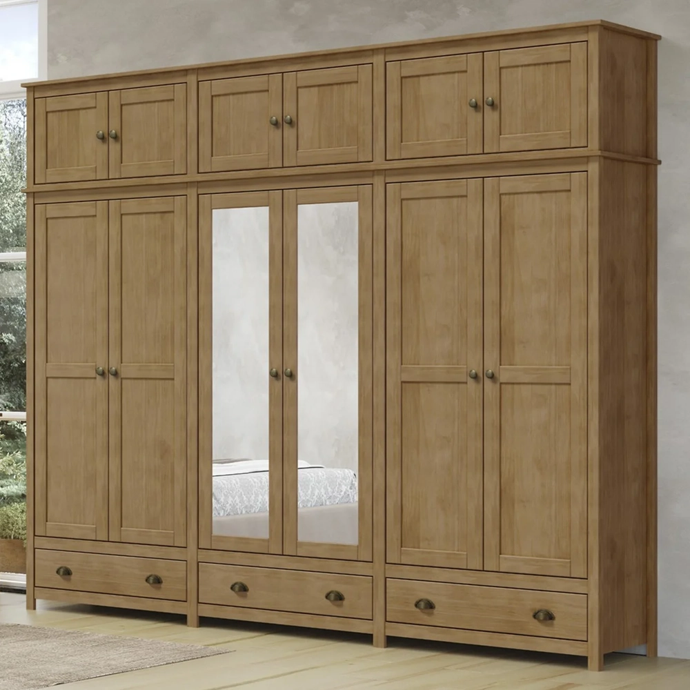 Guarda Roupa Casal 261cm Com Espelho Lázio Freijó F07       - Mpozenato