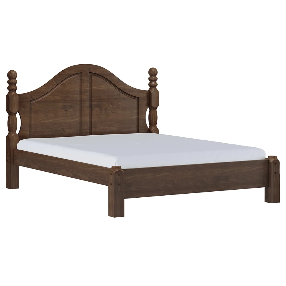 Cama Casal Clássica Queen 160cm Pé Madeira Eduarda Café F07 - Mpozenato