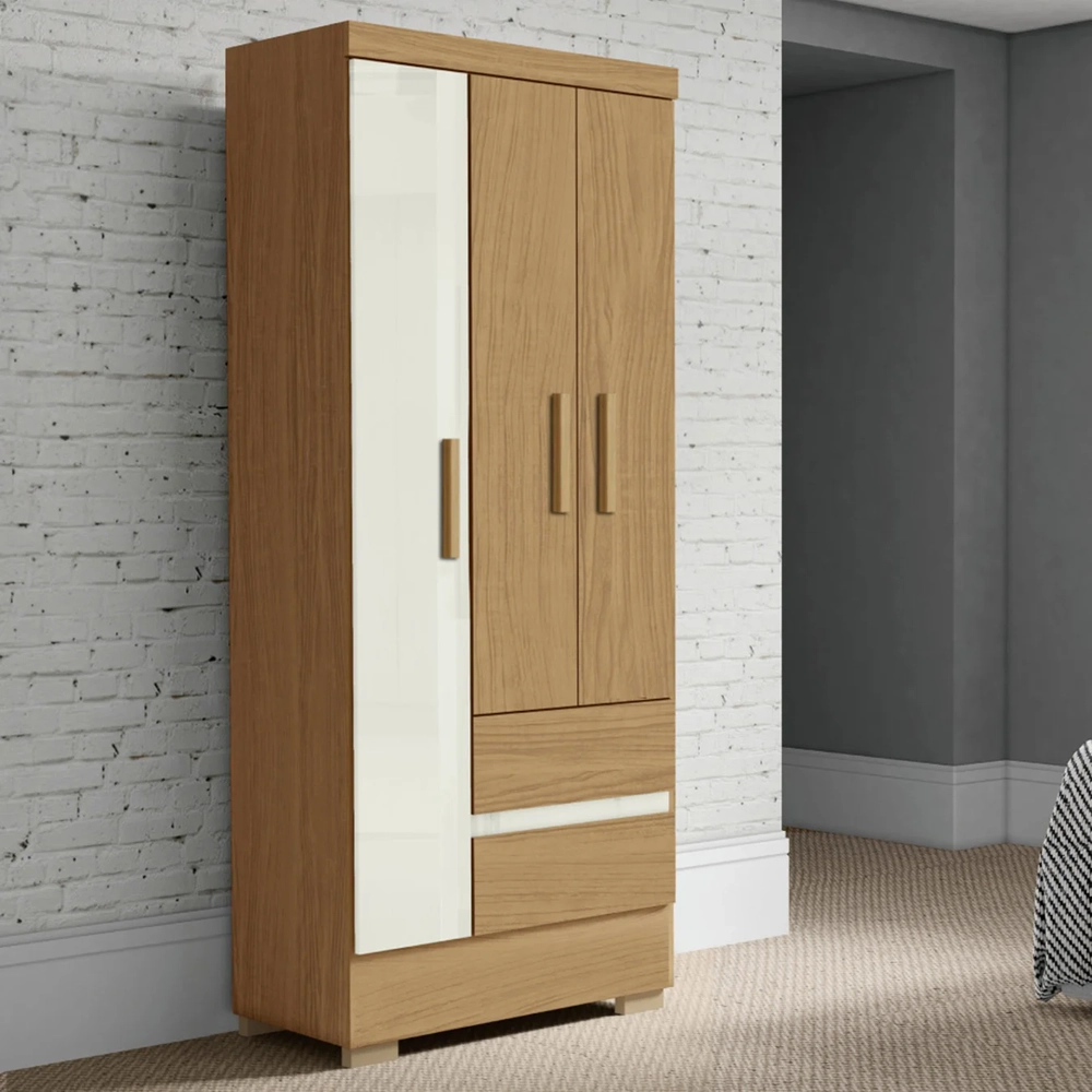 Guarda Roupa Solteiro 76cm 3 Portas Raely Atacama/Off A15  - Mpozenato