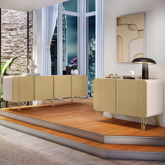 Balcão Aparador Buffet Saluti e Benvenuto Off/Champanhe - HB Móveis