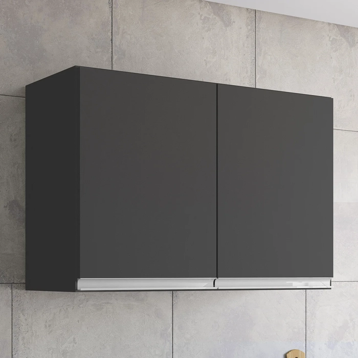 Armário de Cozinha Aéreo 80cm Com 2 Portas Andréia Cinza    - AJL Móveis