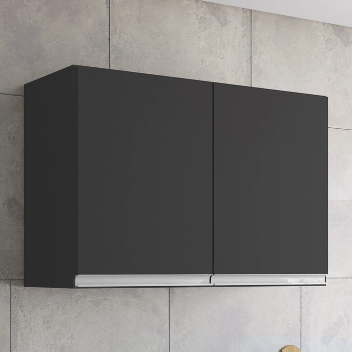Armário de Cozinha Aéreo 80cm Com 2 Portas Andréia Preto    - AJL Móveis