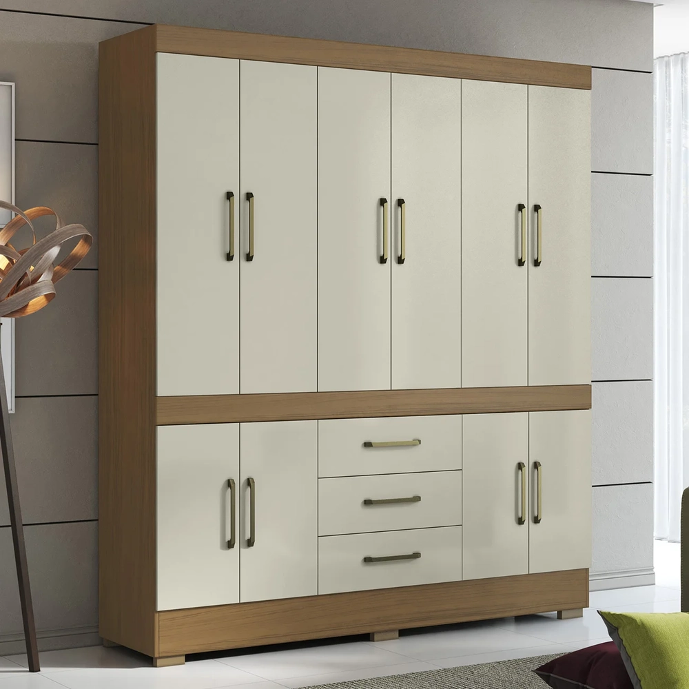 Guarda Roupa Casal 180cm 10 Portas Deno Atacama/Areia A15 - Mpozenato 