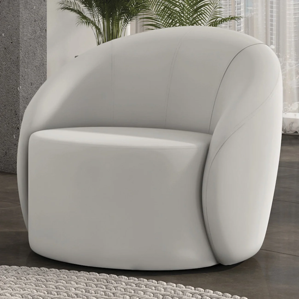 Poltrona Sala Decorativa Redonda 91cm Steve Veludo Cinza I01  - Mpozenato