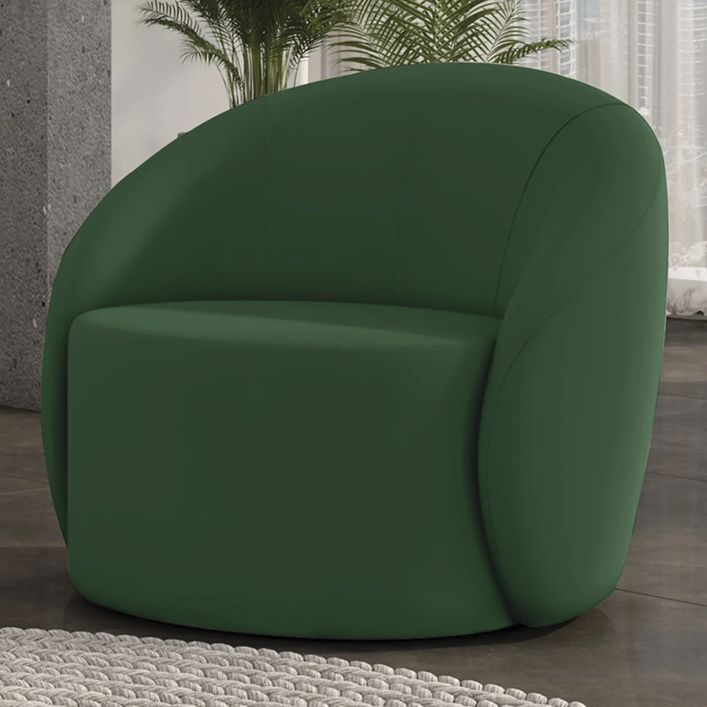 Poltrona Sala Decorativa Redonda 91cm Steve Veludo Verde I01  - Mpozenato