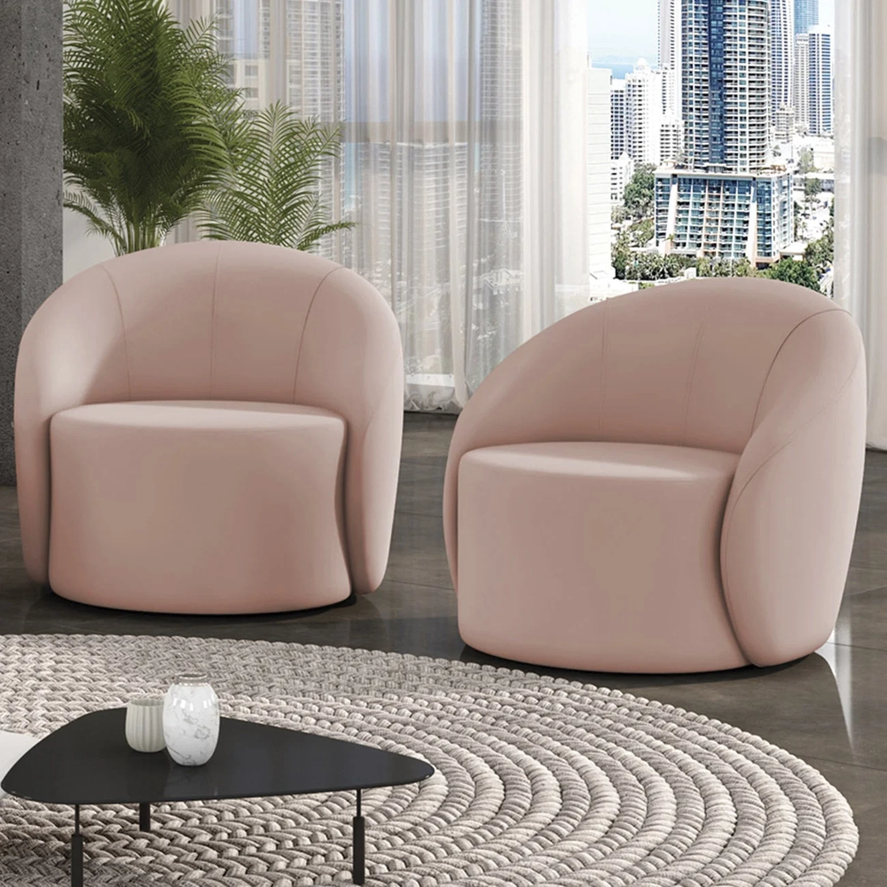 Poltrona Sala Decorativa Redonda Kit 2 Steve Veludo Rose I01  - Mpozenato