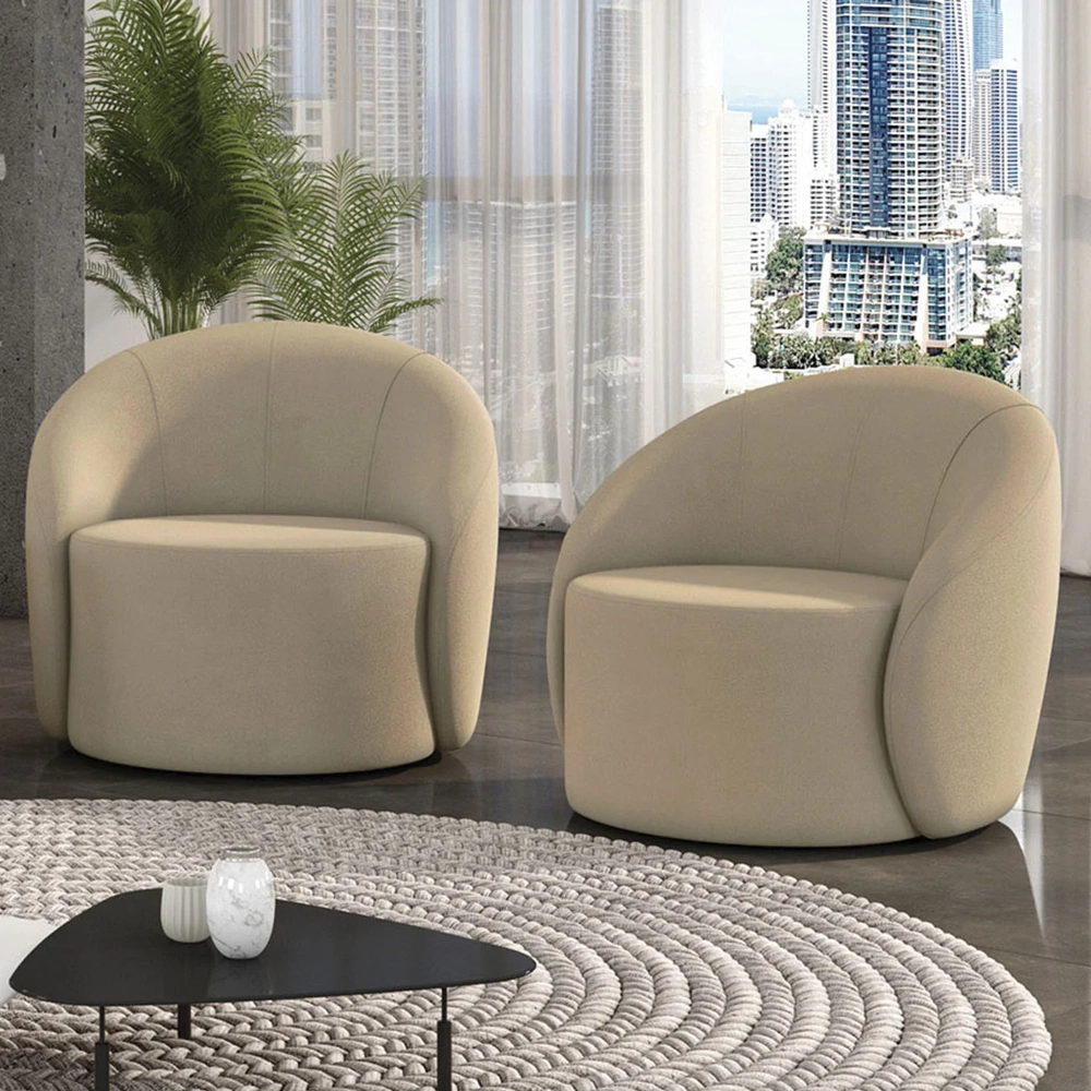 Poltrona Sala Decorativa Redonda Kit 2 Steve Suede Marrom Rt I01  - Mpozenato