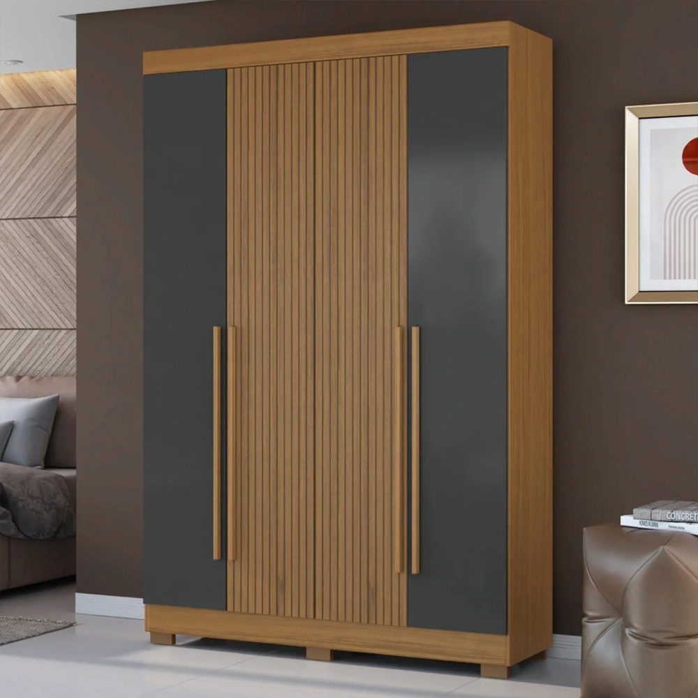 Guarda Roupa Solteiro 154cm 4 Portas Raiz Atacama/Grafite A15 - Mpozenato 