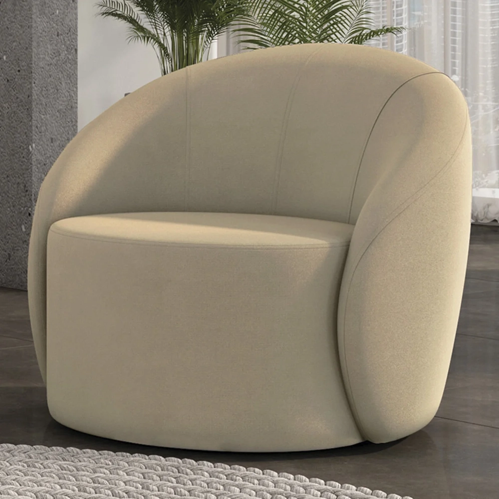 Poltrona Sala Decorativa Redonda 91cm Steve Suede Marrom Rt I01  - Mpozenato