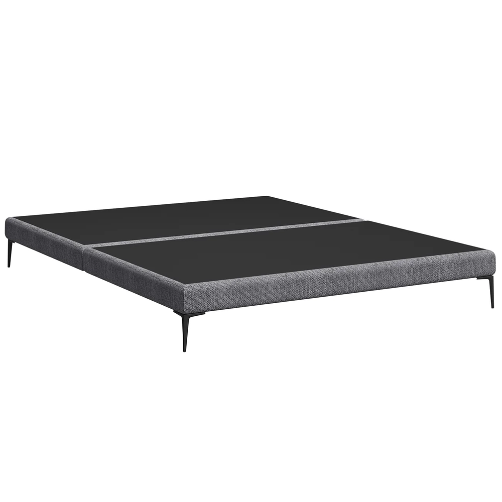 Cama Queen Base Box 158cm Pés Ferro Susano Linho Prata Z04 - Mpozenato