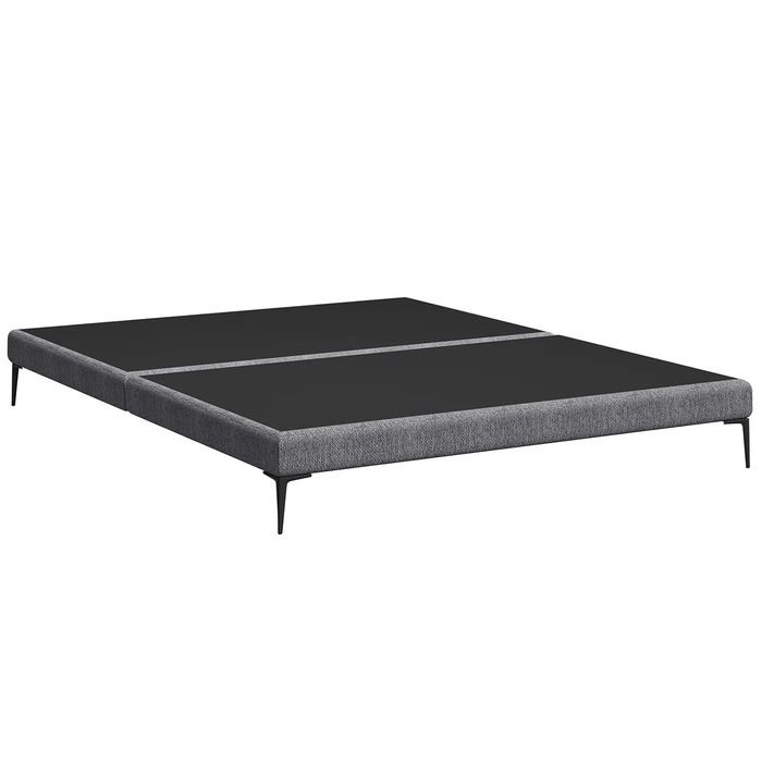 Cama Queen Base Box 158cm Pés Ferro Susano Linho Prata Z04 - Mpozenato