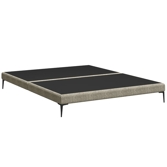 Cama Queen Base Box 158cm Pés Ferro Susano Linho Areia Z04 - Mpozenato