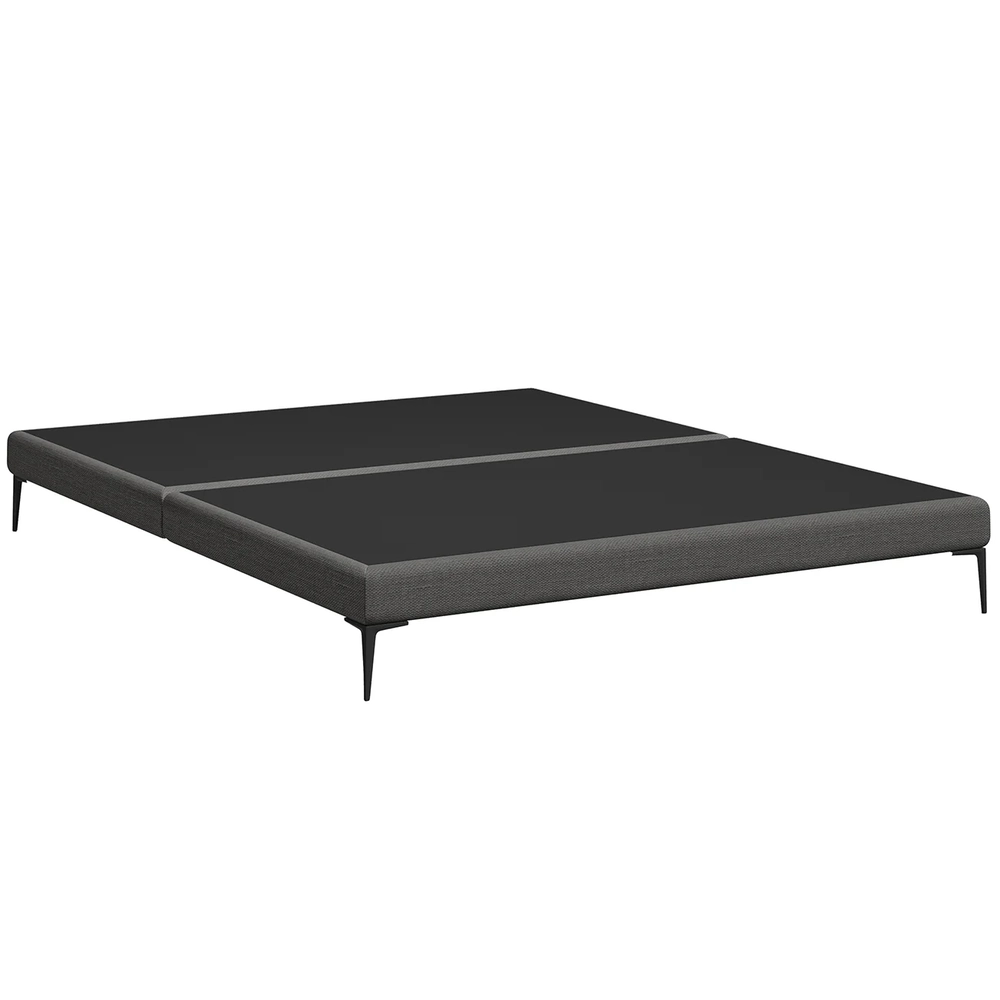 Cama King Base Box 193cm Pés de Ferro Susano Linho Grafite Z04 - Mpozenato