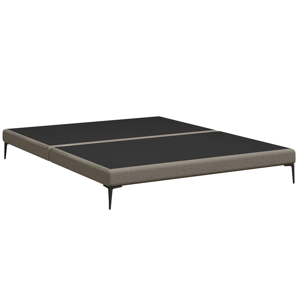 Cama King Base Box 193cm Pés de Ferro Susano Linho Mescla Z04 - Mpozenato