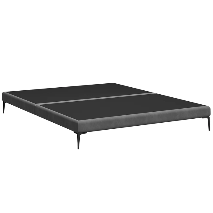 Cama King Base Box 193cm Pés de Ferro Susano Veludo Cinza Z04 - Mpozenato