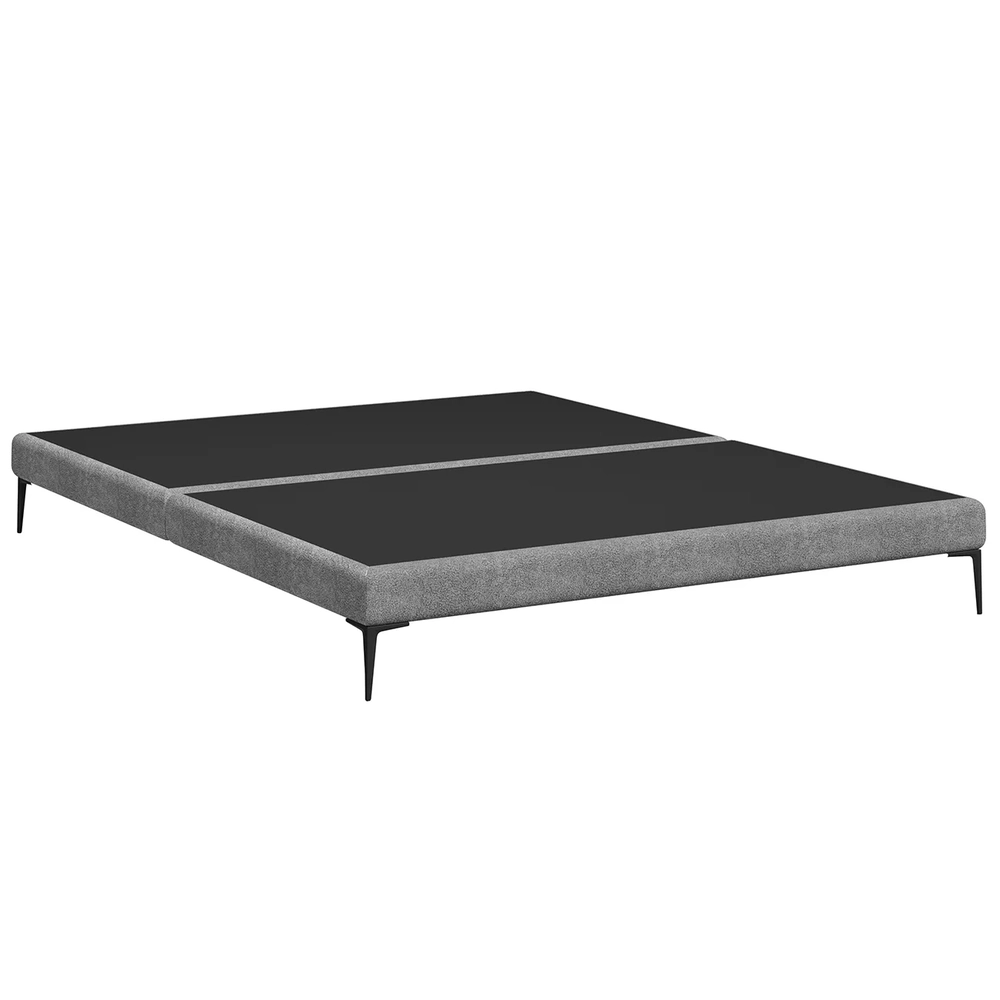 Cama King Base Box 193cm Pés de Ferro Susano Boucle Cinza Z04 - Mpozenato