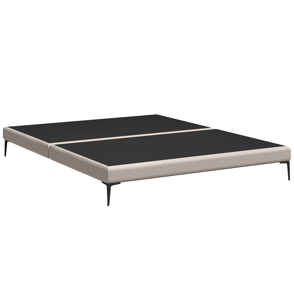 Cama King Base Box 193cm Pés de Ferro Susano Sintético Bege Z04 - Mpozenato