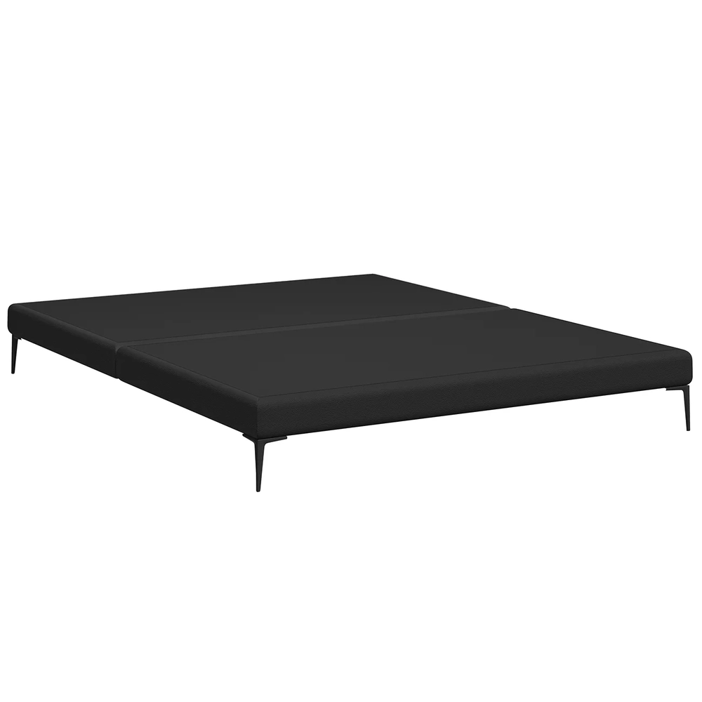 Cama King Base Box 193cm Pés de Ferro Susano Sintético Preto Z04 - Mpozenato