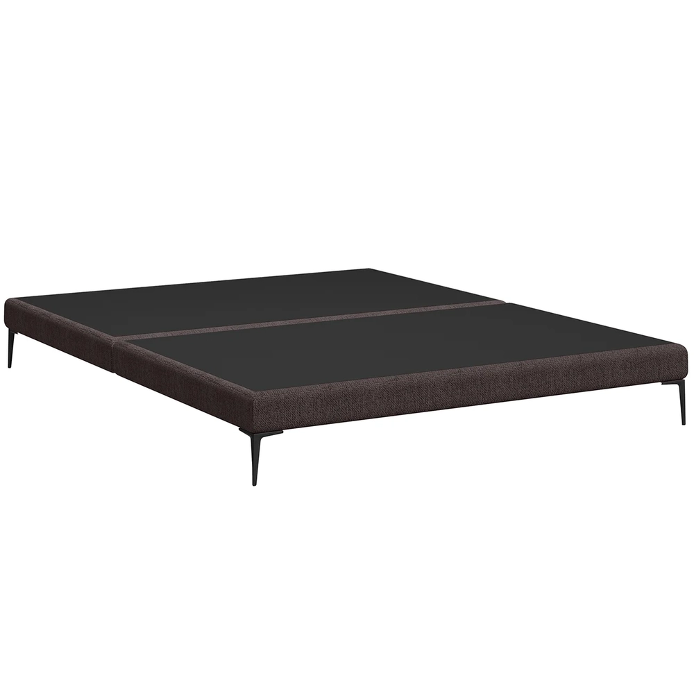 Cama King Base Box 193cm Pés de Ferro Susano Linho Chocolate Z04 - Mpozenato