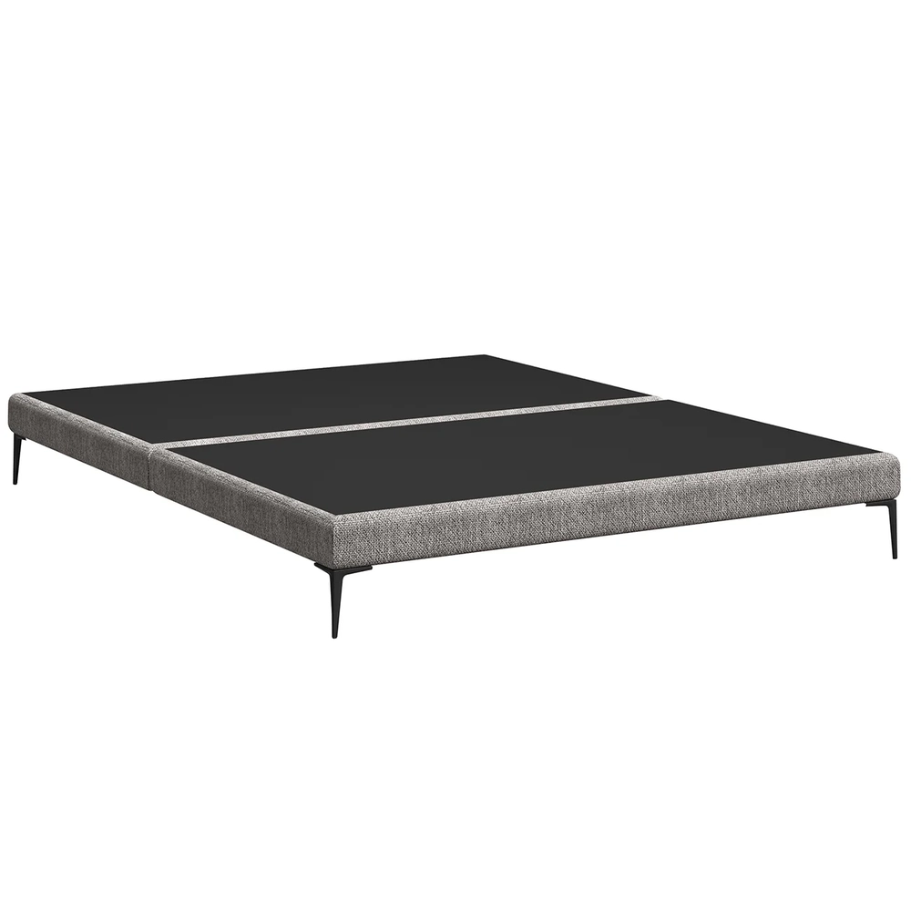 Cama King Base Box 193cm Pés de Ferro Susano Linho Neutro Z04 - Mpozenato