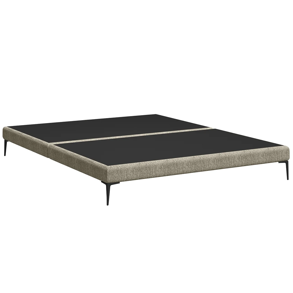 Cama King Base Box 193cm Pés de Ferro Susano Linho Areia Z04 - Mpozenato