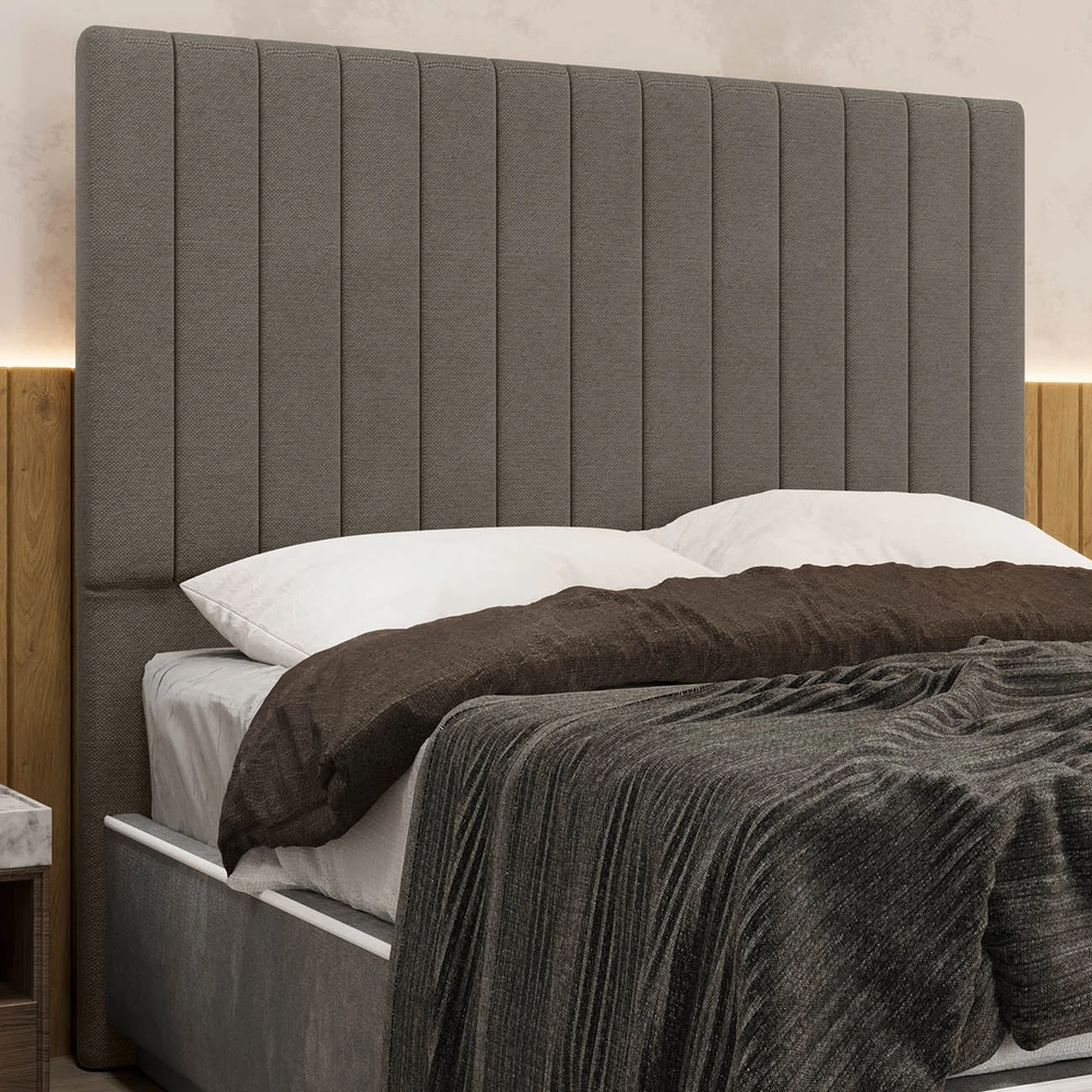 Cabeceira Cama Box Casal 140cm Estofada Plutus Linho Mescla Z04 - Mpozenato