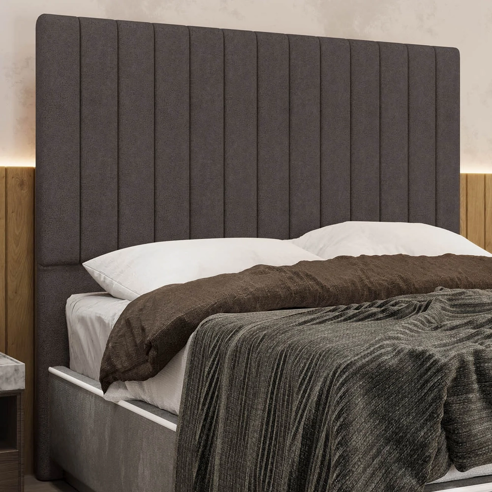 Cabeceira Cama Box Queen 160cm Estofada Plutus Boucle Marrom Z04 - Mpozenato
